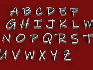 stl-файл безчорнильного шрифту у верхньому та нижньому регістрах 3D Принт Модель