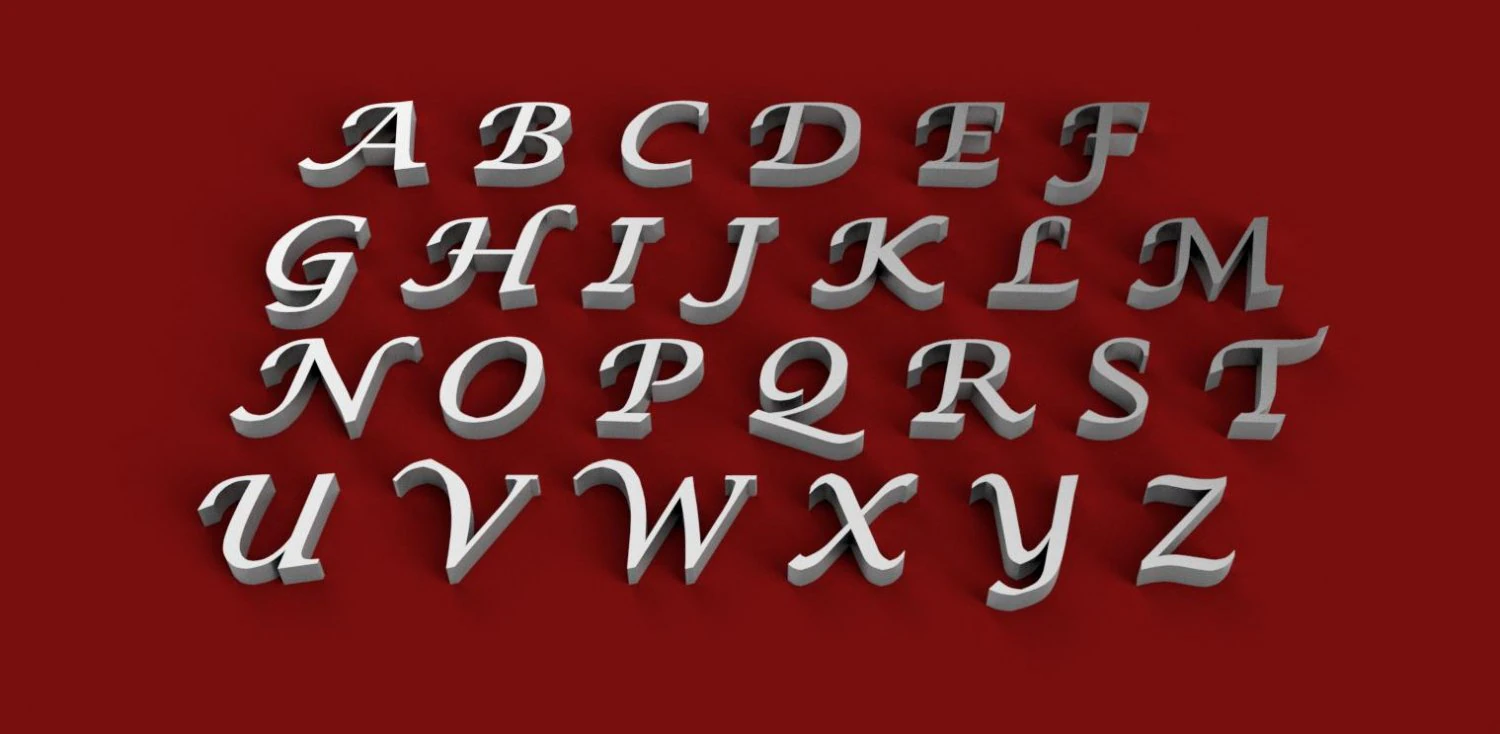 lucida calligraphy font uppercase and lowercase 3d letters stl file 3D Print Model .c4d .max .obj .3ds .fbx .stl .blend 