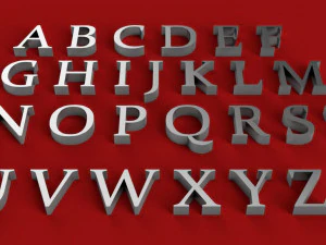 Constantia yazı tipi b&uuml;y&uuml;k ve k&uuml;&ccedil;&uuml;k harf 3d harfler stl dosyası 3D Baskı Modeli