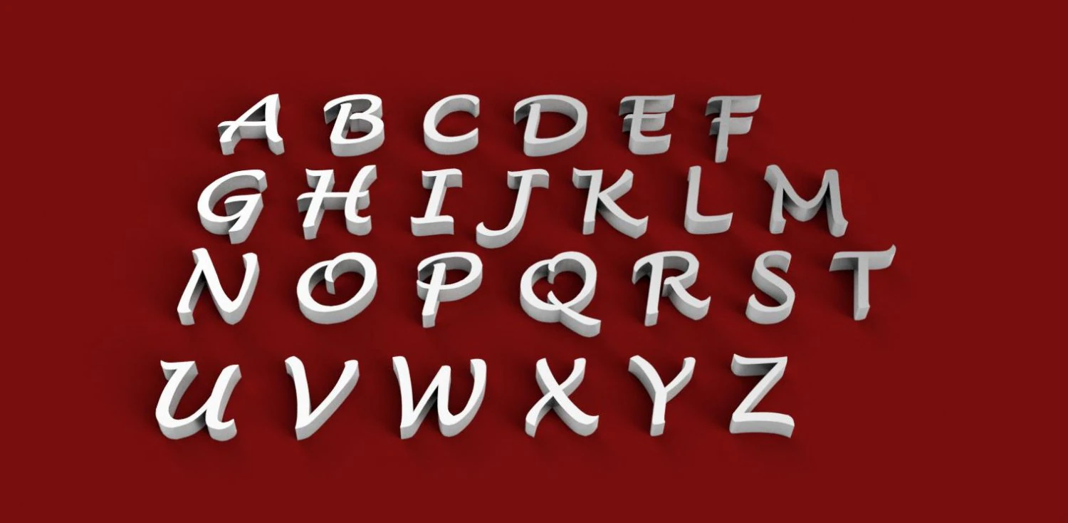 lucida handwriting font uppercase and lowercase 3d letters stl file 3D Print Model .c4d .max .obj .3ds .fbx .stl .blend