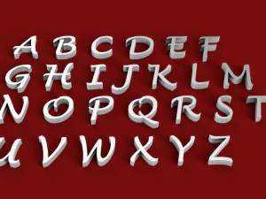 lucida 手書きフォント大文字と小文字の 3D 文字 stl ファイル 3Dプリントモデル