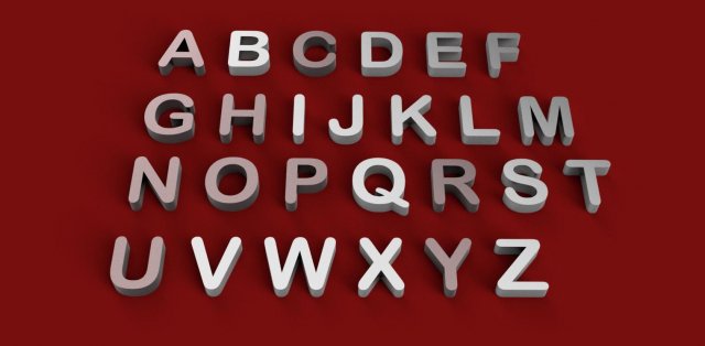 arial rounded font uppercase and lowercase 3d letters stl file 3D Print Model .c4d .max .obj .3ds .fbx .stl .blend 