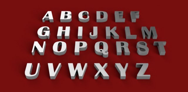 britannic bold font uppercase and lowercase 3d letters stl file 3D-printmodel .c4d .max .obj .3ds .fbx .stl .blend 