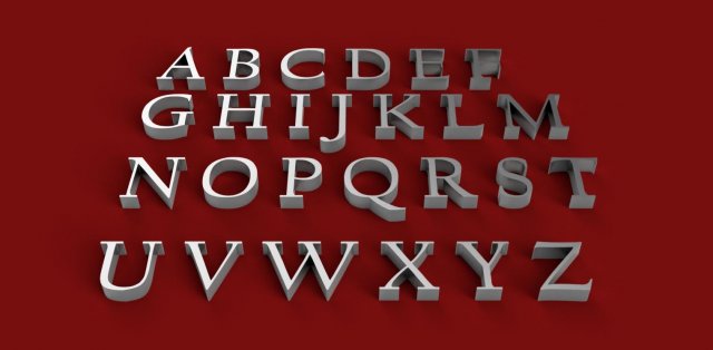 californian font uppercase and lowercase 3d letters stl file Modèles 3D en vedette .c4d .max .obj .3ds .fbx .stl .blend 