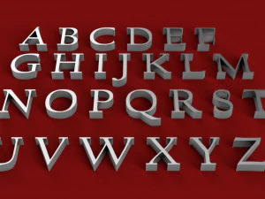 캘리포니아 글꼴 대문자 및 소문자 3d 문자 stl 파일 3D 프린트 모델