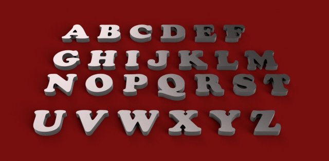 copper black font uppercase and lowercase 3d letters stl file 3D Принт Модель .c4d .max .obj .3ds .fbx .stl .blend 