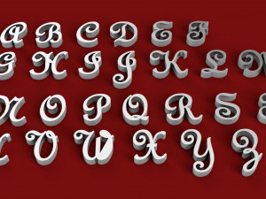 french style font uppercase and lowercase 3d letters stl file 3D Print Model