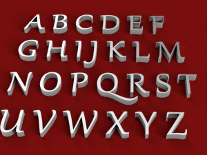 gabriola 글꼴 대문자 및 소문자 3d 문자 stl 파일 3D 프린트 모델