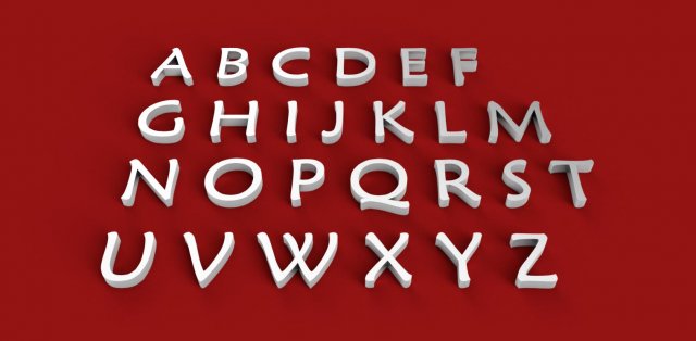 maiandra font uppercase and lowercase 3d letters stl file 3D Print Model .c4d .max .obj .3ds .fbx .stl .blend 