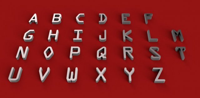 ocra font uppercase and lowercase 3d letters stl file 3D-Druckmodell .c4d .max .obj .3ds .fbx .stl .blend 