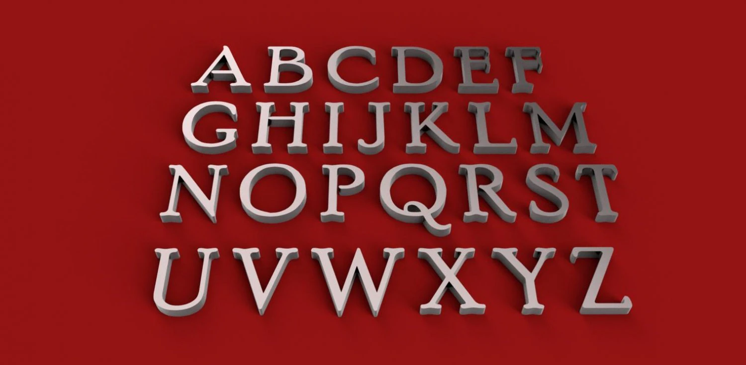poor richard font uppercase and lowercase 3d letters stl file 3D Print Model .c4d .max .obj .3ds .fbx .stl .blend 