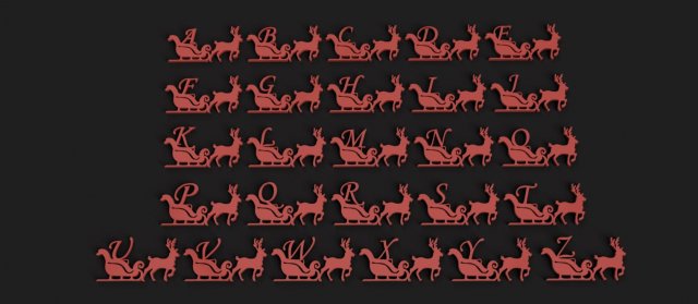 christmas reindeer 3d letters stl file 3D प्रिंट मॉडल .c4d .max .obj .3ds .fbx .stl .blend 