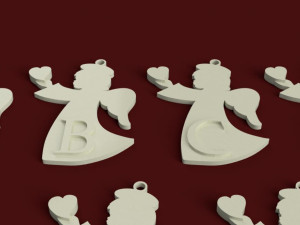 christmas angelheart 3d letters stl file Modelo de Impressão 3D