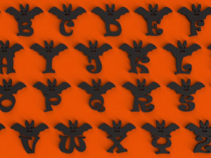 halloweenbat1 3d letters stl file Modello di stampa 3D