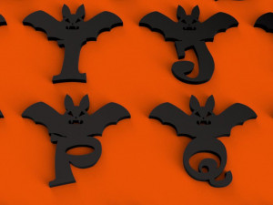 halloweenbat1 3d letters stl file Modello di stampa 3D
