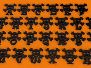 halloweenskull 3d letters stl file 3D-Druckmodell