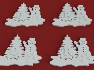 christmas snowman 3d letters stl file Modèles 3D en vedette