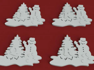 christmas snowman 3d letters stl file 3D Print Model