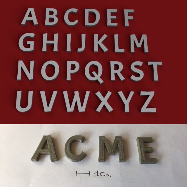 acme uppercase and lowercase 3d letters stl file 3D Принт Модель .c4d .max .obj .3ds .fbx .stl .blend 