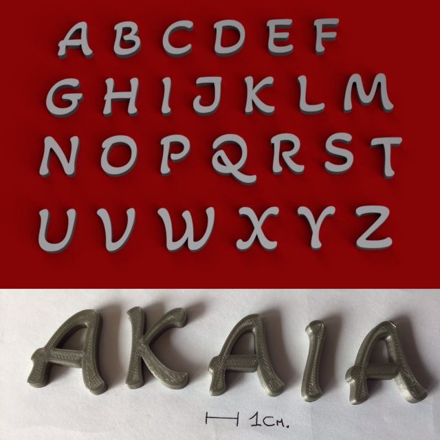 akaia uppercase and lowercase 3d letters stl file 3D Print Model .c4d .max .obj .3ds .fbx .stl .blend 