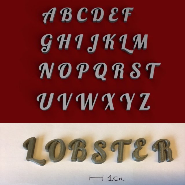 lobster uppercase and lowercase 3d letters stl file 3Dプリントモデル .c4d .max .obj .3ds .fbx .stl .blend 