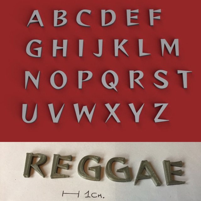 reggae uppercase and lowercase 3d letters stl file 3Dプリントモデル .c4d .max .obj .3ds .fbx .stl .blend
