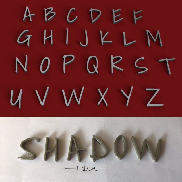 shadow uppercase and lowercase 3d letters stl file 3Dプリントモデル .c4d .max .obj .3ds .fbx .stl .blend 