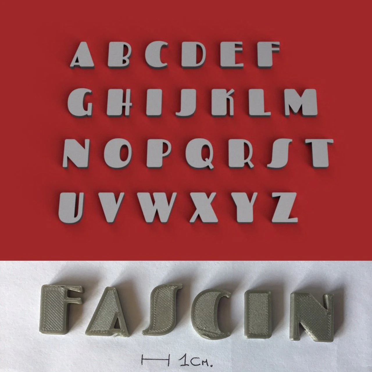fascinate uppercase and lowercase 3d letters stl file 3D Print Model .c4d .max .obj .3ds .fbx .stl .blend