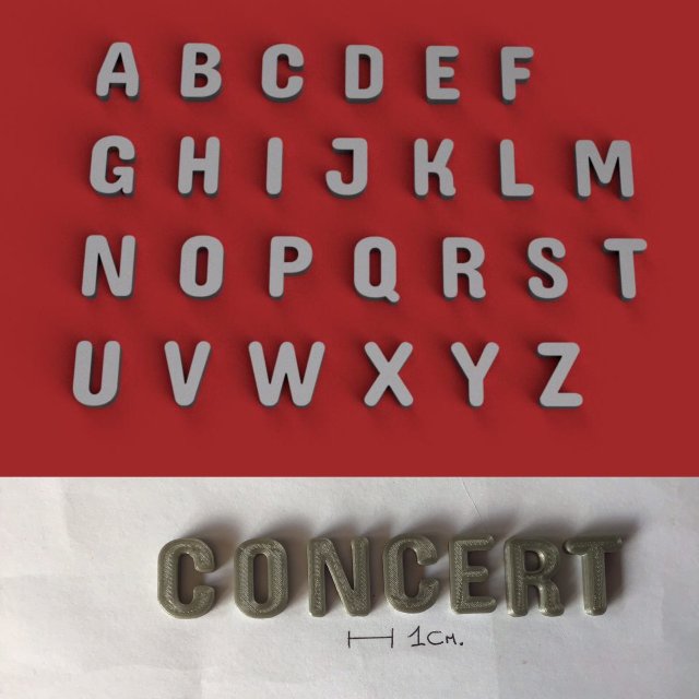 concert uppercase and lowercase 3d letters stl file Model Cetak 3D .c4d .max .obj .3ds .fbx .stl .blend 
