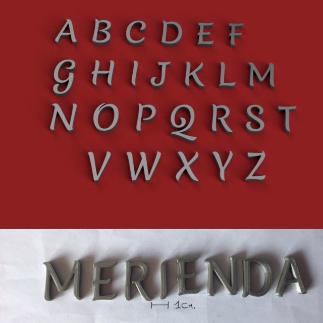 merienda uppercase and lowercase 3d letters stl file Modelo de impresión 3D .c4d .max .obj .3ds .fbx .stl .blend
