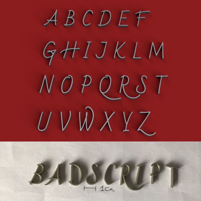 badscript uppercase and lowercase 3d letters stl file Model Cetak 3D .c4d .max .obj .3ds .fbx .stl .blend 