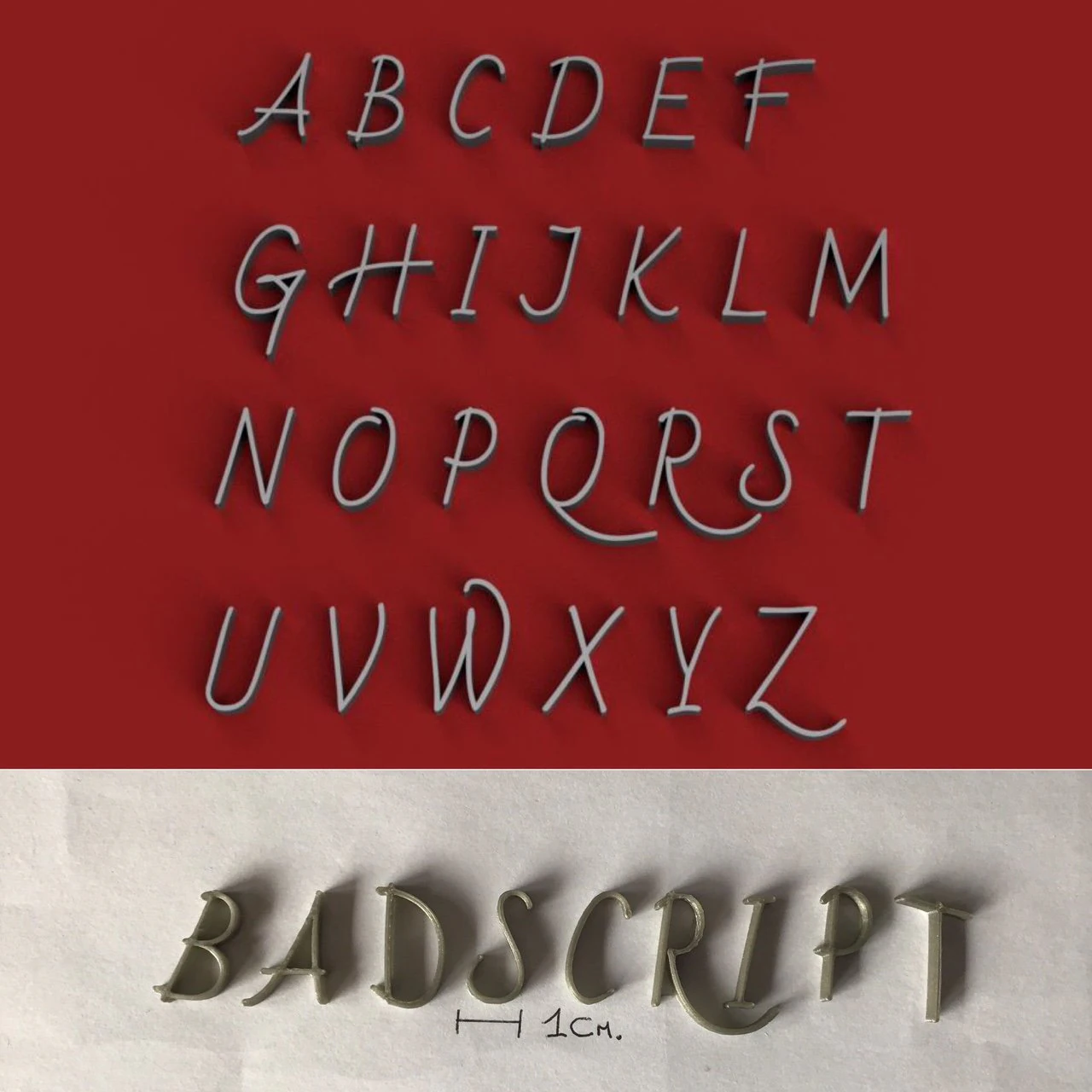 badscript uppercase and lowercase 3d letters stl file 3D Print Model .c4d .max .obj .3ds .fbx .stl .blend