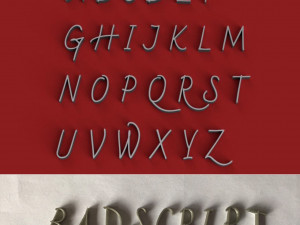 badscript uppercase and lowercase 3d letters stl file 3D Print Model