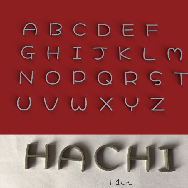 hachi uppercase and lowercase 3d letters stl file 3D प्रिंट मॉडल .c4d .max .obj .3ds .fbx .stl .blend