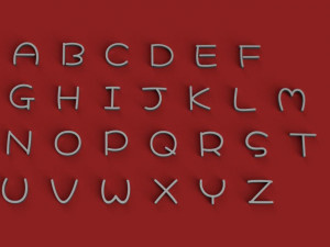 hachi uppercase and lowercase 3d letters stl file 3D प्रिंट मॉडल
