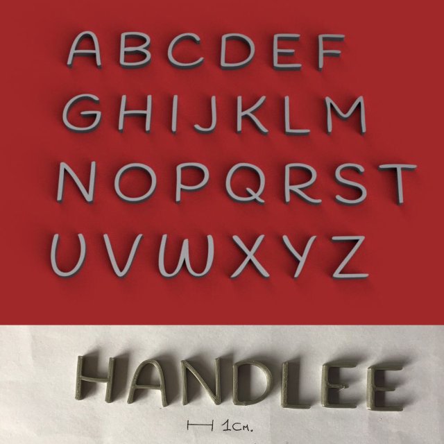 handlee uppercase and lowercase 3d letters stl file 3D Принт Модель .c4d .max .obj .3ds .fbx .stl .blend 
