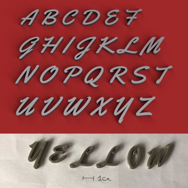 yellow uppercase and lowercase 3d letters stl file Modèles 3D en vedette .c4d .max .obj .3ds .fbx .stl .blend 