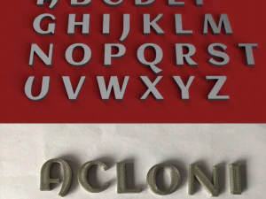 aclonica archivo stl de letras 3d may&uacute;sculas y min&uacute;sculas Modelo de impresión 3D