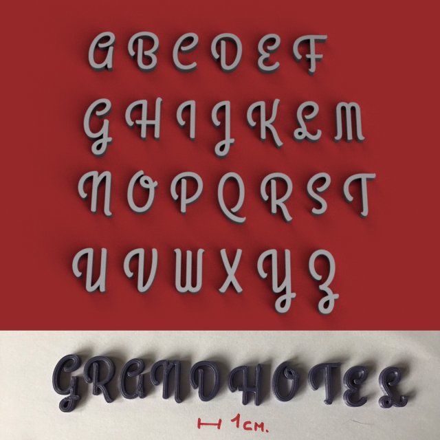 grandhotel uppercase and lowercase 3d letters stl file 3D Print Model .c4d .max .obj .3ds .fbx .stl .blend 