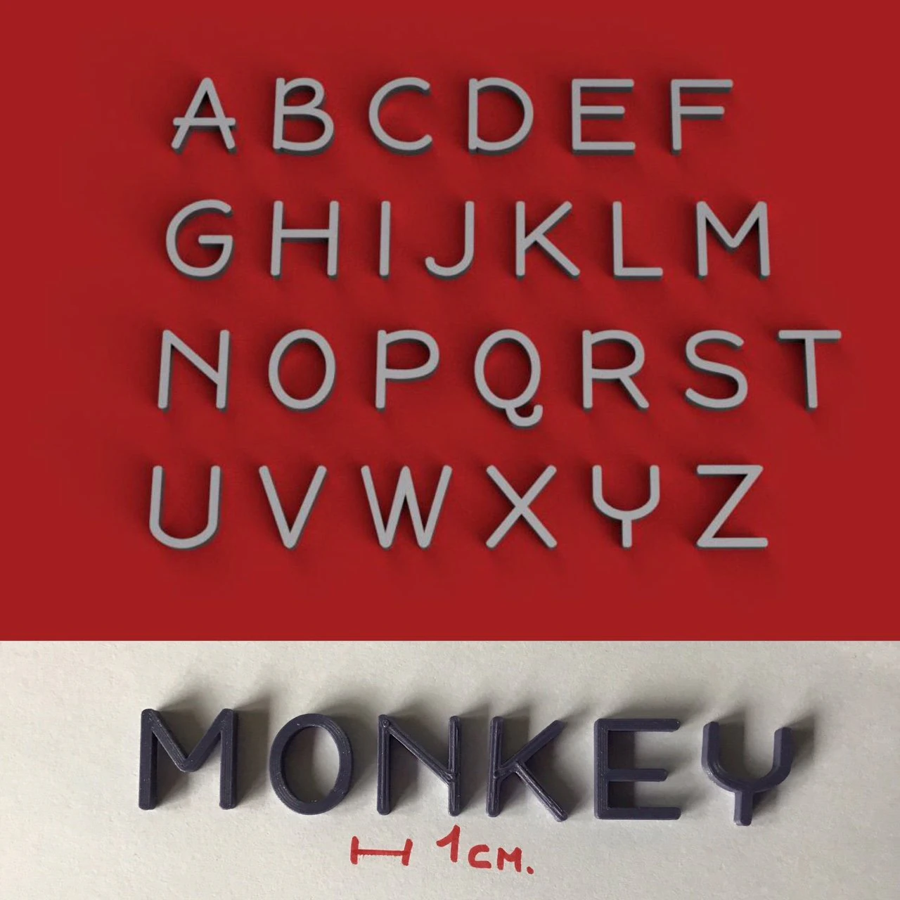 monkey uppercase and lowercase 3d letters stl file 3D Print Model .c4d .max .obj .3ds .fbx .stl .blend