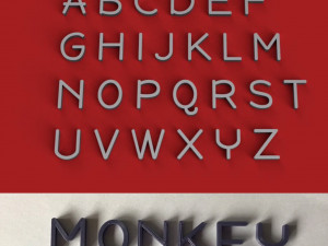 monkey uppercase and lowercase 3d letters stl file 3D Print Model