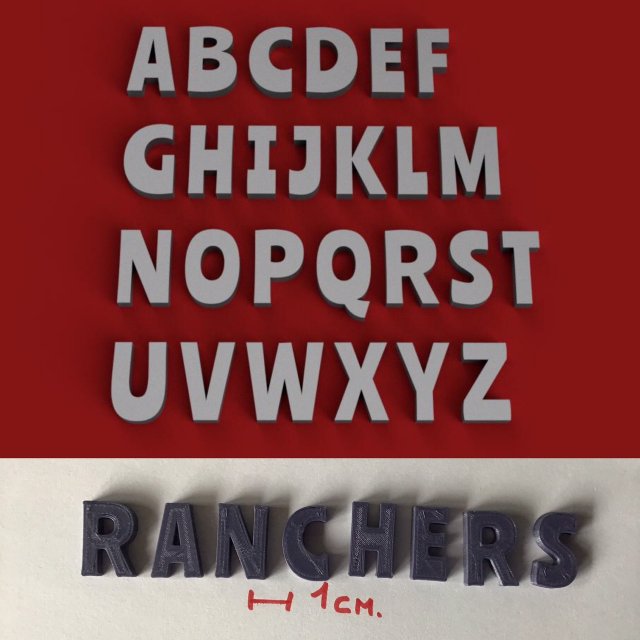 ranchers uppercase and lowercase 3d letters stl file 3D Принт Модель .c4d .max .obj .3ds .fbx .stl .blend 