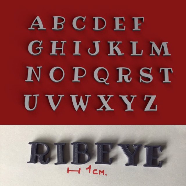 ribeye uppercase and lowercase 3d letters stl file Modelo de Impressão 3D .c4d .max .obj .3ds .fbx .stl .blend 
