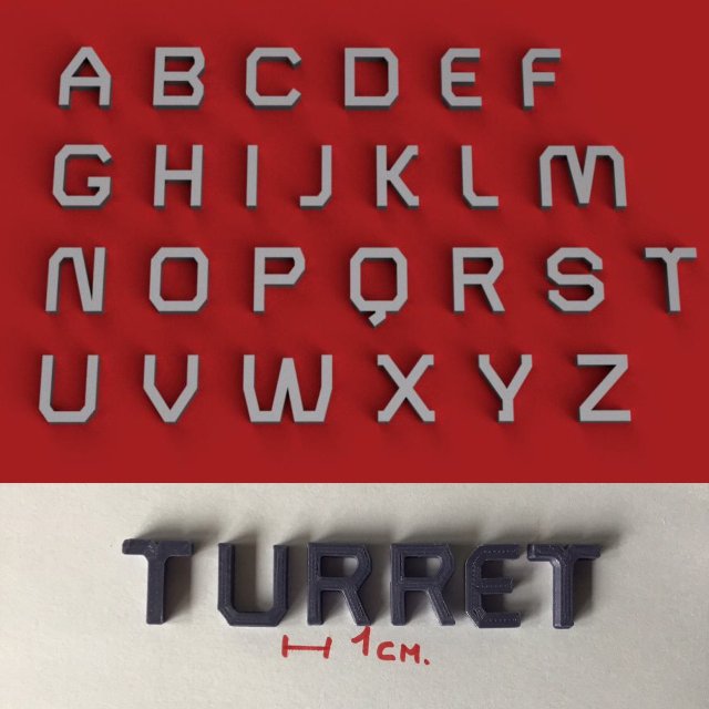turret uppercase and lowercase 3d letters stl file 3D Print Model .c4d .max .obj .3ds .fbx .stl .blend 