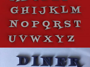Diner Gro&szlig;- und Kleinbuchstaben 3D-Buchstaben STL-Datei 3D Druckmodell