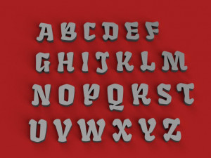 fraktur uppercase and lowercase 3d letters stl file 3D Print Model