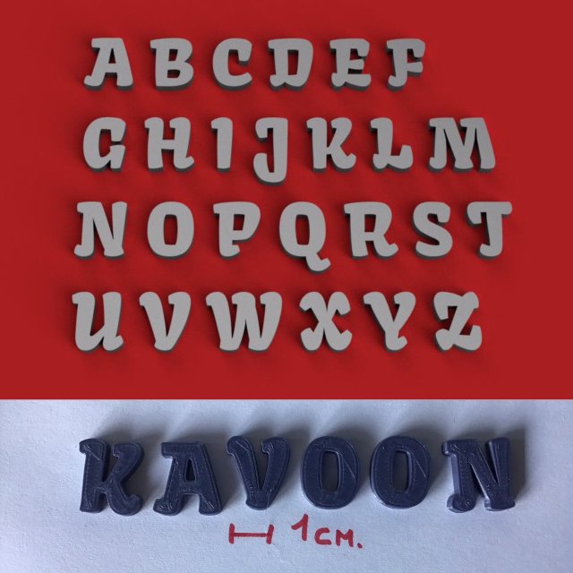 kavoon uppercase and lowercase 3d letters stl file 3D Baskı Modeli .c4d .max .obj .3ds .fbx .stl .blend 