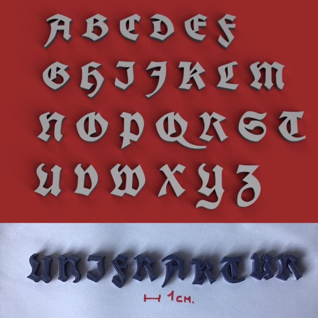 unifraktur uppercase and lowercase 3d letters stl file 3D Print Model .c4d .max .obj .3ds .fbx .stl .blend 
