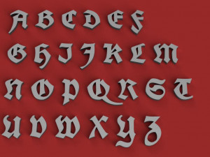 unifraktur uppercase and lowercase 3d letters stl file 3D Print Model