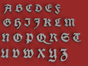 unifraktur uppercase and lowercase 3d letters stl file 3D Print Model